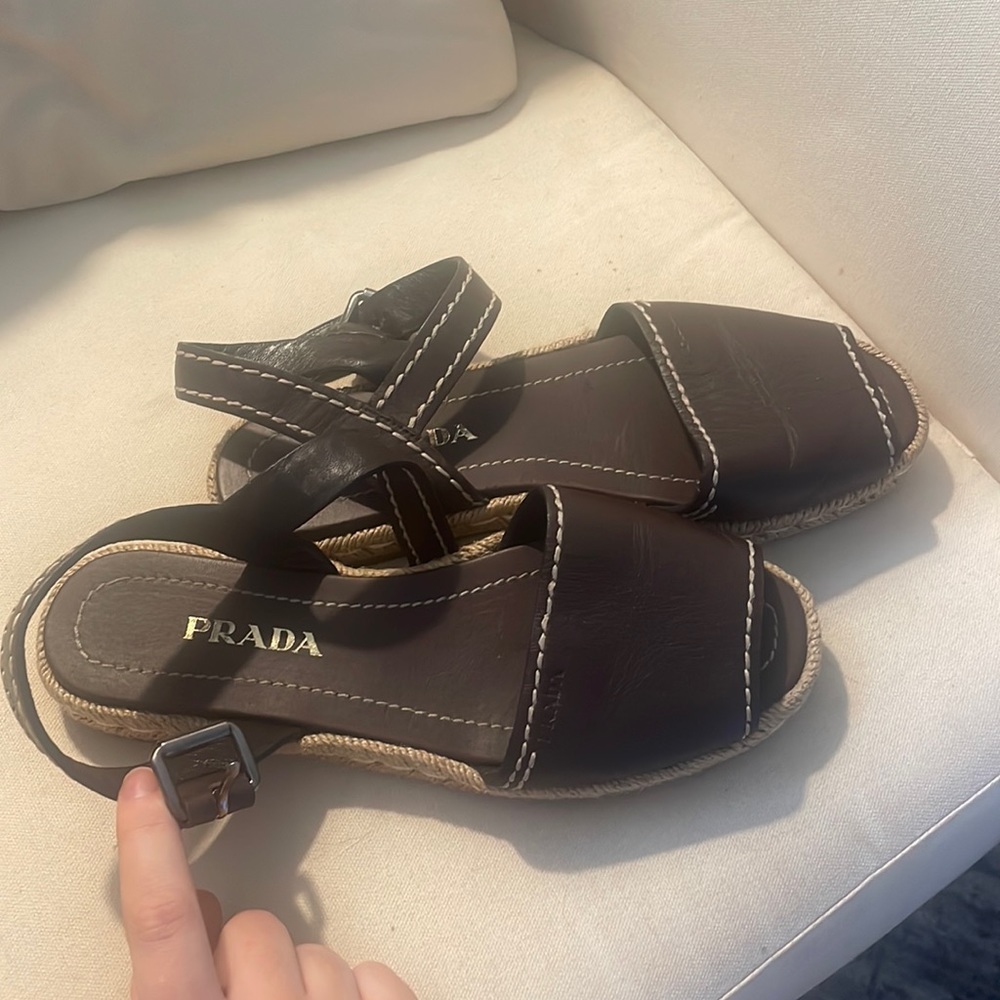 Only worn a few times no damages - like new Prada brown sandals, size 7